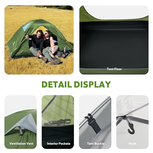 Image of Naturehike Bleik-A 2-3 Person Camping Tent, Waterproof Double Layer Lightweight Backpacking Tents for Camping