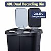 Step N' Sort 2 x 5.5 Gallon, Dual Trash and Recycling Bin with Slow Close Lid,Black,40 Liter,SNS402-B
