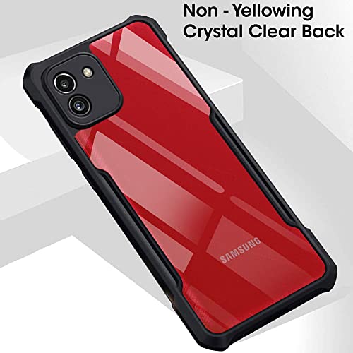 Image of TheGiftKart Shockproof Crystal Clear Back Cover Case for Samsung Galaxy A03 | 360 Degree Protection | Protective Design | Transparent Back Case Cover (PC & TPU, Black Bumper)