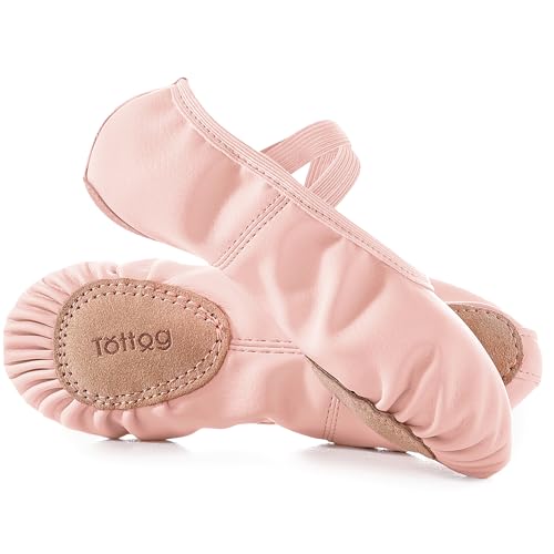 Leather Ballet Dance Shoes for Little Girls, Boys, Toddler Kids Split Sole Ballerina Soft Slippers