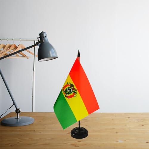 Bandeira de mesa da Bolívia 20 x 12 cm - Conjunto de bandeira boliviana, bandeira de mesa da Bolívia