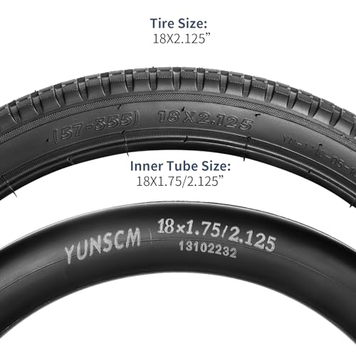 YUNSCM 2 peças de pneus de bicicleta de 45,7 cm 18 x 2,125/57-355 e 45,7 cm válvula Schrader com 2 t