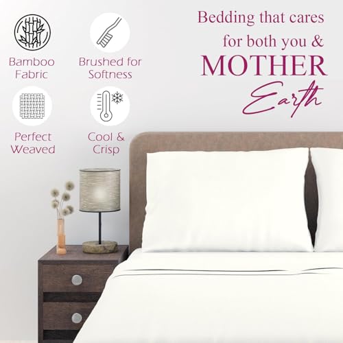 Image of Trance Home Linen 300 TC Bamboo Flat King Size Bedsheet | Soft, Breathable & Eco-Friendly Bedsheet with 2 Pillow Cover - (108 x 108 inch, Off White)