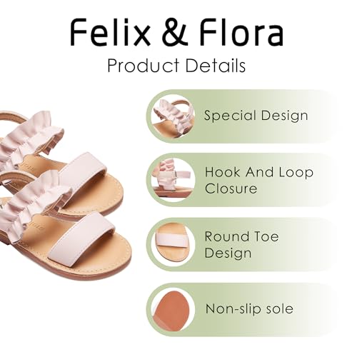 Image of Felix & Flora Toddler Girl Sandals - Little Girl Easter Dress Shoes Lightweight Open Toe Beach Holiday Flats
