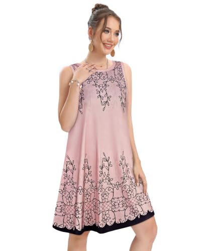 Image of elescat Women's Summer Dresses Casual Sleeveless Loose Sundress with Pocket