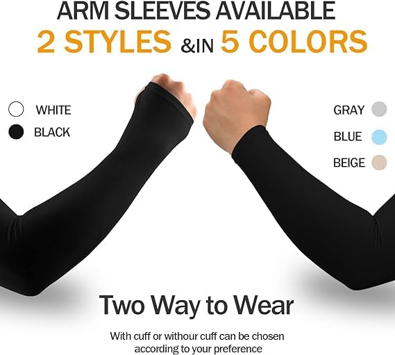 Image of GARRY LEFFS 4 Pairs Arm Sleeves For Men & Women Black UV Rays Tan Protection Breathable Cooling Hand With Thumb Design For Men Bike Riding, Sports, Cricket, Cycling, sunny days