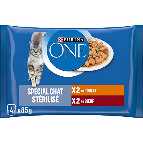 Purina One Spécial Chat Stérilisé : Au Poulet Et Au Bœuf Sachets Fraîcheur pour Chats Adultes, 48 x 85g