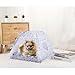Dog House Cat Bed Tent Cute Bow Lace Mesh Breathable Windows Cartoon Curtains Indoor Outdoor Removable Portable Pet Teepe (Small,BluePurple Pony)