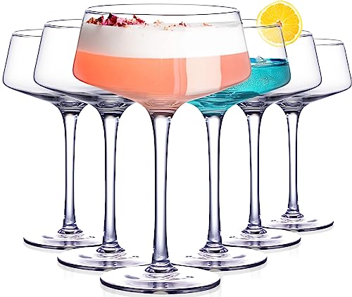 Physkoa Martini Glasses Set Of 6 - Hand Blown Crytal Cocktail Glasses,Martini Coupe Glass,Champagne Coupe Glasses,Martini Glass 8Oz #TOP20