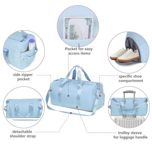 MABROUC Duffle Bag For Women, Sports Duffel Bag for Gym with Wet Pocket & Shoe Compartment, Overnight Weekender Travel Bag3