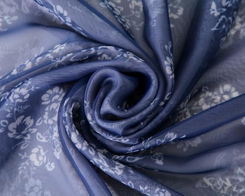 Image of Scarf Stole for Women - 185 x 135 cm Chiffon Scarf with Floral Print | Lightweight Scarf, Soft Stole for Women | Satin Feel Neck Scarf | Women Accessory