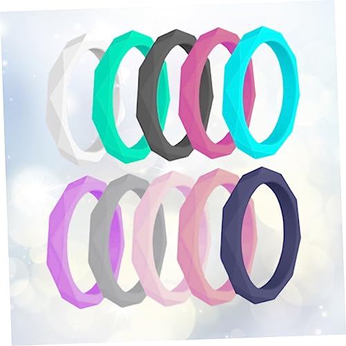 Anillos de silicona unisex tipo geométrico juego x10 miniatura 2