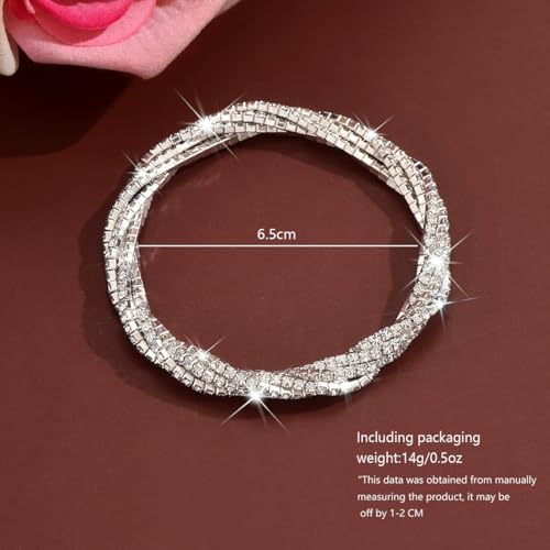 MIFYNN Rhinestone Bracelet for Women Elegant Crystal Stretch Bracelet Sparkling Cubic Zirconia Bracelets Prom Party Wedding Bangles Jewelry for Women4