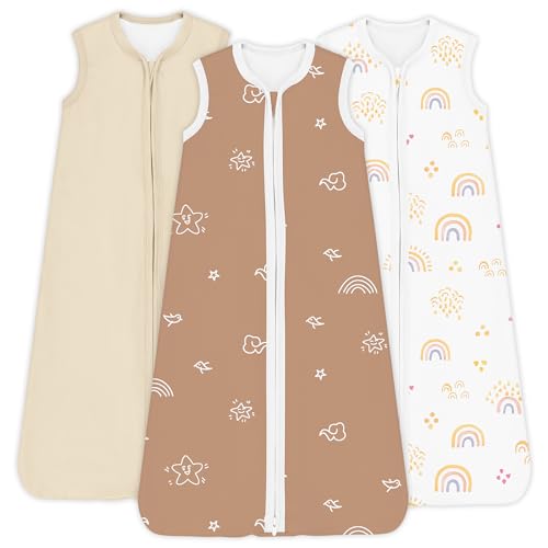 Image of Baby Sleep Sack 0.5 TOG, Lightweight Breathable Wearable Blanket with Zipper, 0-3-6-12-24M-4T, 3-Pack