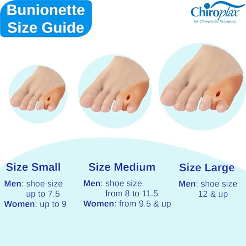 Chiroplax Tailor's Bunion Corrector Pads Bunionette Pain Relief Pinky Little Toe Straightener Separator Cushion Splint Protector Shield Spacer Cover Guard (4 Pads, Shims - Large)