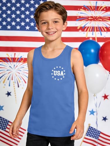 Image of Ithalt Girls 4th of July Tank Top for Kids Boys USA Patriotic Shirt American Flag Tshirt Red White and Blue Sleeveless