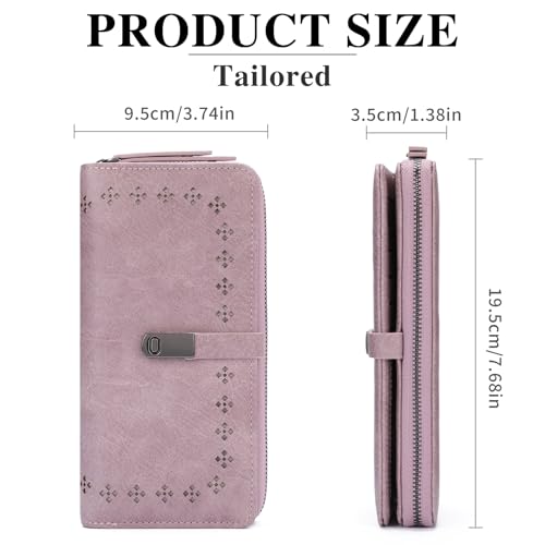 Image of Wallet for Women Large Capacity RFID Blocking Leather Bifold Card Holder with Zipper Change Pocket