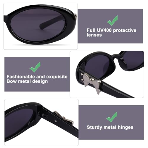 Retro Oval Sunglasses for Women Trendy Small 90s Style With Cute Bow2