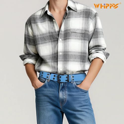 Image of WHIPPY Canvas Double Grommet Belt Unisex Casual Double Prong Belt for Men Women for Jeans Pants