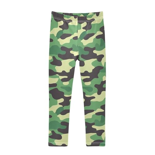 ALAZA Girls' Leggings Children's Yoga Pants Skinny Printed Dance Green Camouflage Comfortable 4T - Main Image