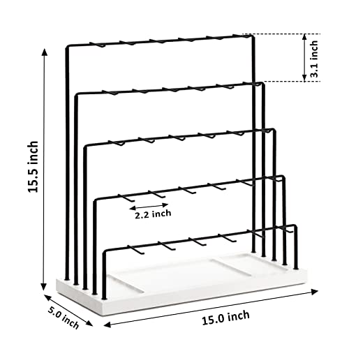DGWJSU Earring Display Stands for Selling, Earring Rack Display Holder Stand, Jewelry Display for Selling Earring Cards, Bracelets, Hair Accessories, Rings, Necklaces (White Wood, Common Size)