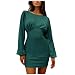 Donne Fashion Abiti Maniche Lunghe Colore Solido Pullover Abito a Maglia Autumn e Inverno Slim Abiti Abito Battesimo Manica Lunga