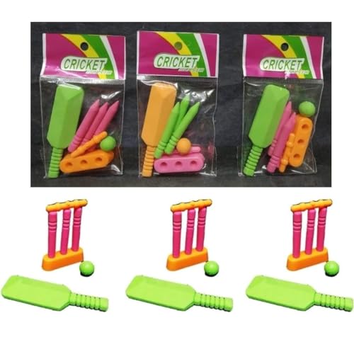 Image of (Pack of 6) Cricket Eraser Kit Design Non-Toxic Rubber Pencil Eraser Set for Kids Stationery, School Supply, Birthday Return Gift(YBG1), Multi-Color