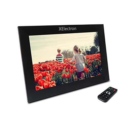 Image of XElectron 10 inch IPS LED Digital Photo Frame with HD Display, Auto-Rotate, Play Photos, Videos, Music and Slideshow with SD Card, USB Ports and Remote (Black)