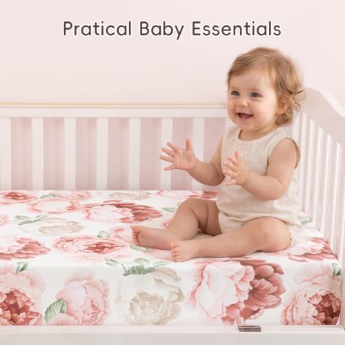 Image of david's kids 3 Pack Fitted Crib Sheets, Ultra Soft Breathable Comfortable Baby Sheet Set for Boys Girls Neutral, 28x52 Inch Fits Standard Crib and Toddler Mattresses, Floral
