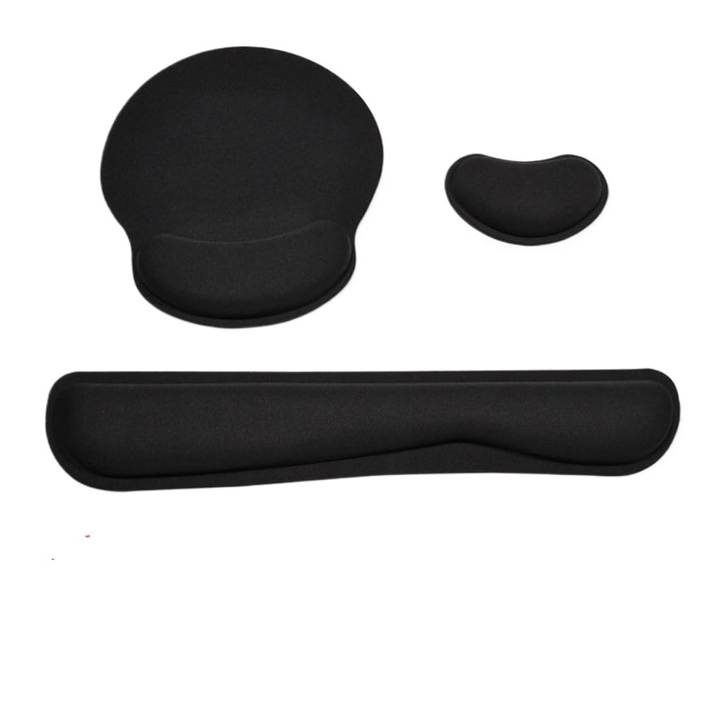 Black Wrist Guard Mouse pad Set Rubber Anti Slip Keyboard pad Office Support Wrist pad