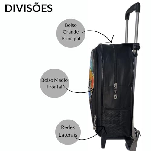 Kit Mochila de Rodinha Escolar Infantil Menina e Menino + Lancheira + Estojo Grande Box Necessaire (