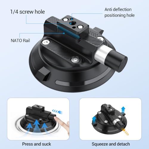 Image of yantralay 360 Rotation Suction Cup Camera Mount with Pump Lock | Heavy Duty Action Camera & Mirrorless Holder for Insta 360 X5 /X4, D JI OS MO Action 6 /5 /4, Go pro Hero 13 /12