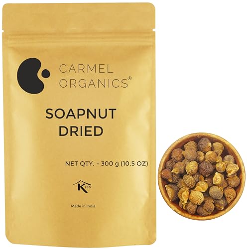 Image of CARMEL ORGANICS Soapnut /Reetha Whole 300g | Pure Reetha Pods | Natural Hair Cleanser & Conditioner | Chemical-Free & Eco-Friendly, No Added Preservatives, Kumkudukai