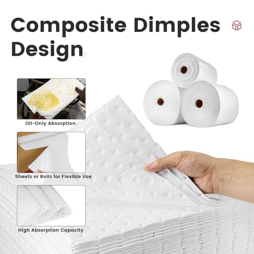 Image of Oil Absorbent Pads | 16 inchx20 inch Oil-Only Spill Mat 100-Pack | Industrial Spill Control for Oil & Fuel(24 Gal /Box) | Repels Water Absorbing Sheets