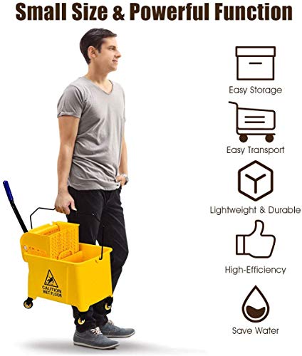 Image of Nightcore Commercial Mop Bucket and Side Press Cleaning Wringer Portable Trolley On Wheels,All-in-one Tandem Floor Cleaning,Wavebrake. Ideal for Household,Commercial (21 Quart)