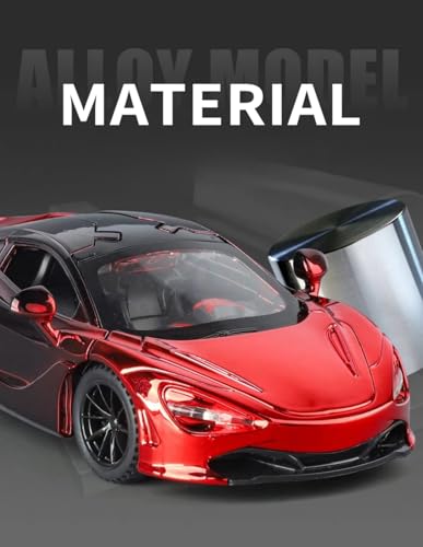 Image of 1:32 Scale Die-Cast Metal Car - Metallic Red Supercar Replica with Openable Doors, Lights & Sound, Pull-Back Action - Premium Collectible Toy for Kids & Adults