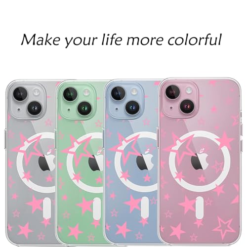 Houdqklee Magnetic Pink Star for iPhone 14 Plus/15 Plus Case, Cute Kawaii Girly Star Phone Case Compatible with MagSafe, Clear Soft Slim Fit Protective Case for Women Girls for iPhone 14 Plus/15 Plus - image 7