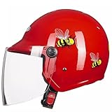 QJWMatic Casco De Motocicleta Ligero Y Bonito para Niños Y Jóvenes Casco Abierto Eléctrico De Calle Retro para Niños Y Niñas Estilo Vintage para Ciclomotor ATV con Visera Solar J,48-53CM