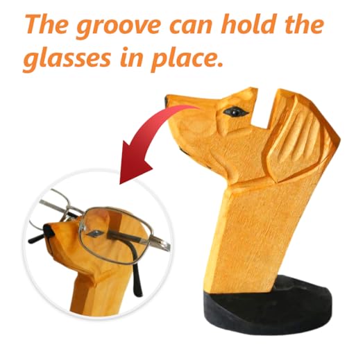 GONZTEL 1 Stück Handgemachte Form Holzschnitzbrille Brillenhalter Ständer,Labrador Retriever Brillenständer,Brillenablage, Geschenk für Hundebesitzer