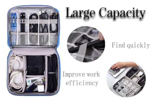 Electronics Organizer, Waterproof Portable Digital Storage Bag, Travel Cable Organizer Case-Grey