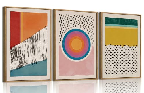 myusuar 3 Piece Large Modern Abstract Canvas Framed Wall Art