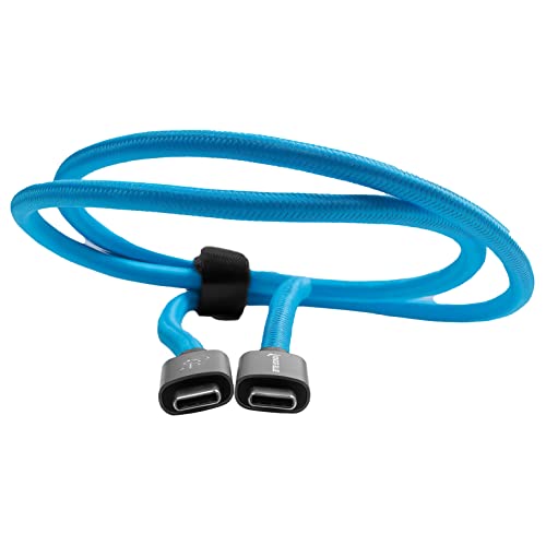 KONDOR BLUE | 6" Dual Right Angle USB-C Braided Cable For 8K Data And Power Delivery | Features 3.2, 20Gb/s 100W, 8K Video Data Transfer & Fast Charging Capability | Black