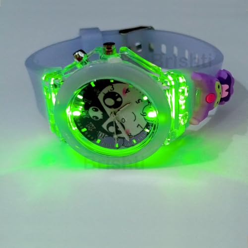 Image of Brishti 3D Cartoon Character Multicolored Glowing Digital Light and Girl's Analogue Wrist Watch | Unique 3D Cute Cartoon Character on Strap | Soft Silicone Strap | Suitable for Age 3-12 Year Kids