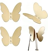 Primst 3 PCS Brass Butterfly Hooks with Screws, Decorative Wall Mounted Hooks Hat Rack Robe Hook ...