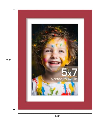 Image of upsimples 5x7 Picture Frame, Wall Decor Photo Frames, Red 1 Pack | 5 x 7 Small Frame, 4x6 Frame with Mat for Gallery Wall, Family, Baby, Dog, Dorm, Christmas, Mothers' Day