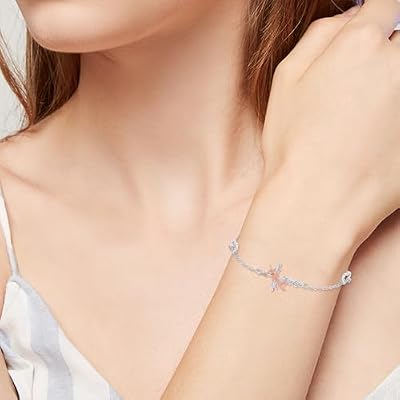 Hummingbird Bracelet 925 Sterling Silver Cross/Heart Bird Adjustable Bracelet for Women Hummingbird Jewelry Gift Birthday