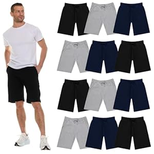 BILLIONHATS Mens Fleece Lined Shorts, 11 Inch Comfy Lounge, Wholesale Bulk Multipack for Donations, Charities, and Shelters