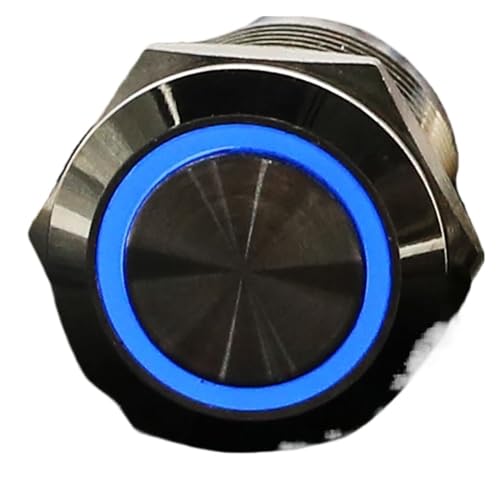 Bouton de sonnette 19mm étanche en acier inoxydable LED bleue 6V