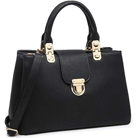 Dasein Women Satchel Handbags Top Handle Purse Medium Tote Bag Vegan Leather Shoulder Bag, Black Cover