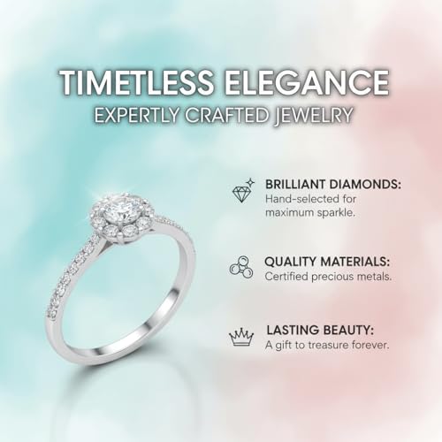 Image of Choose Your Gemstone Flower Halo Diamond CZ Ring 925 Sterling Silver Round Shape Halo Engagement Rings Everyday Jewelry Wedding Jewelry Handmade Gifts for Wife US Size 4 to 12